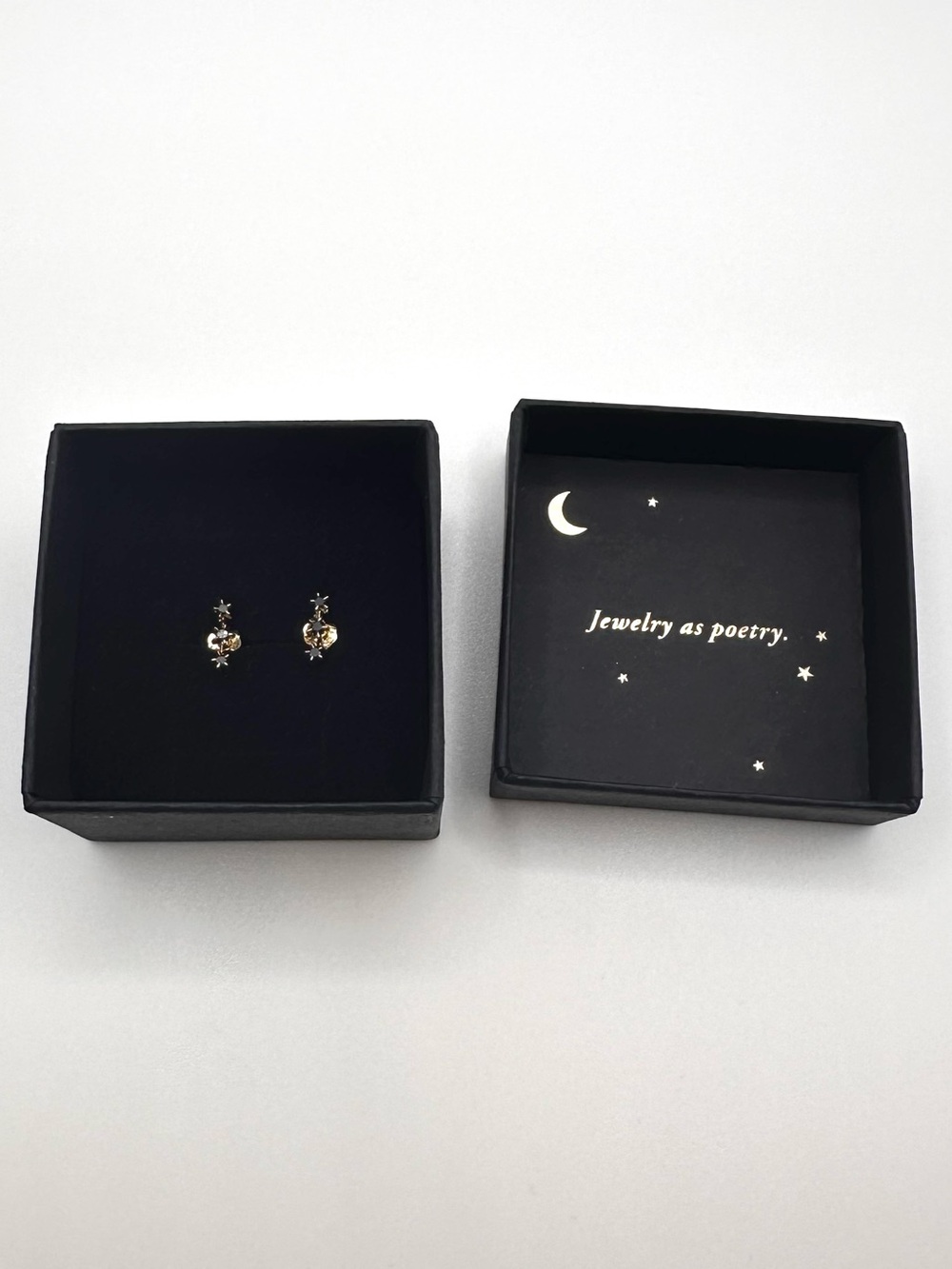NEW IN BOX Limited Edition Catbird Black Diamond Snippet Stud Pair, 14K Gold - Picture 8 of 10